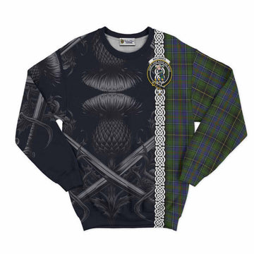 MacInnes (McInnes) Tartan Sweatshirt with Family Crest Cross Sword Thistle Celtic Vibes