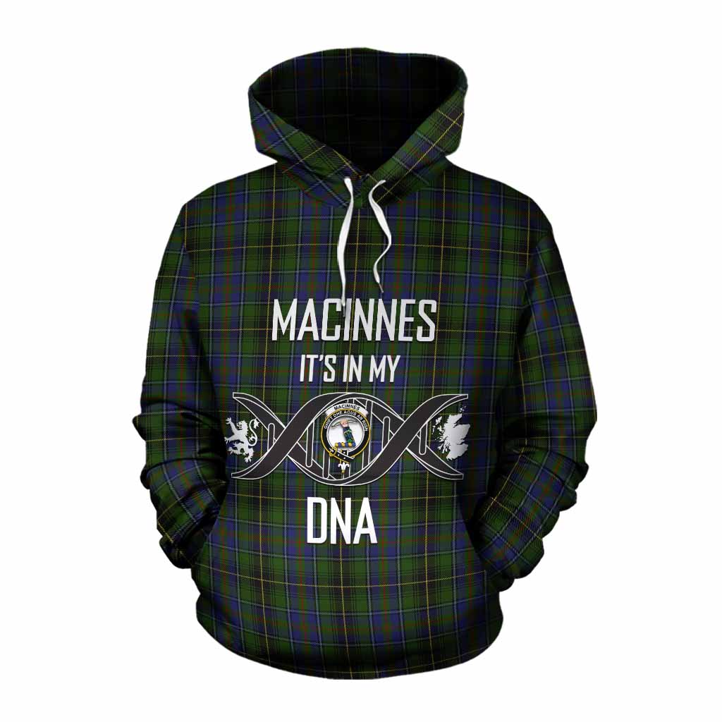 Tartan Vibes Clothing MacInnes (McInnes) Tartan Cotton Hoodie with Family Crest DNA In Me Style