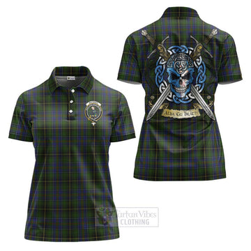 MacInnes (McInnes) Tartan Women's Polo Shirt with Family Crest Celtic Skull Style