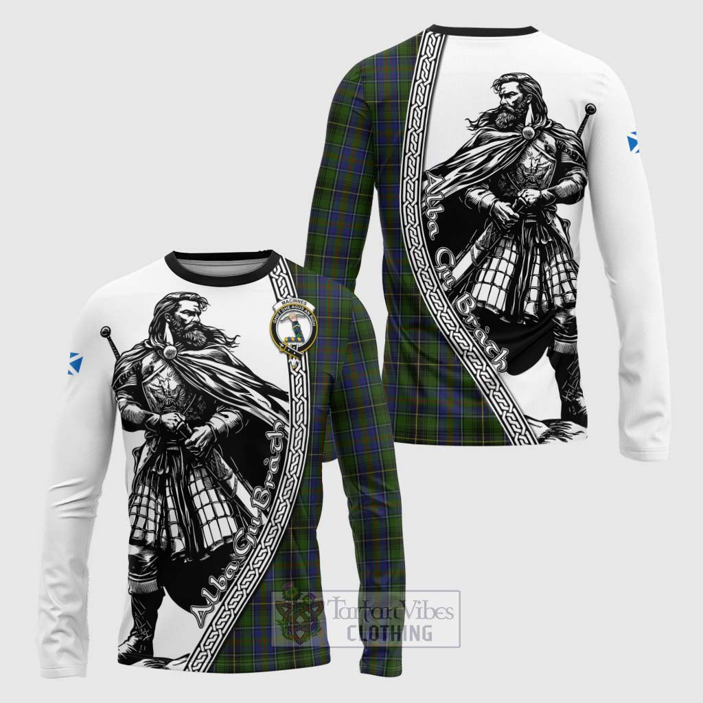 Tartan Vibes Clothing MacInnes (McInnes) Tartan Clan Crest Long Sleeve T-Shirt with Highlander Warrior Celtic Style