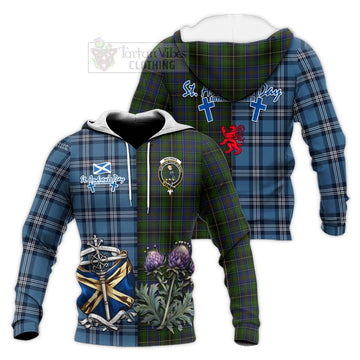 MacInnes (McInnes) Tartan Knitted Hoodie Happy St. Andrew's Day Half Tartan Style