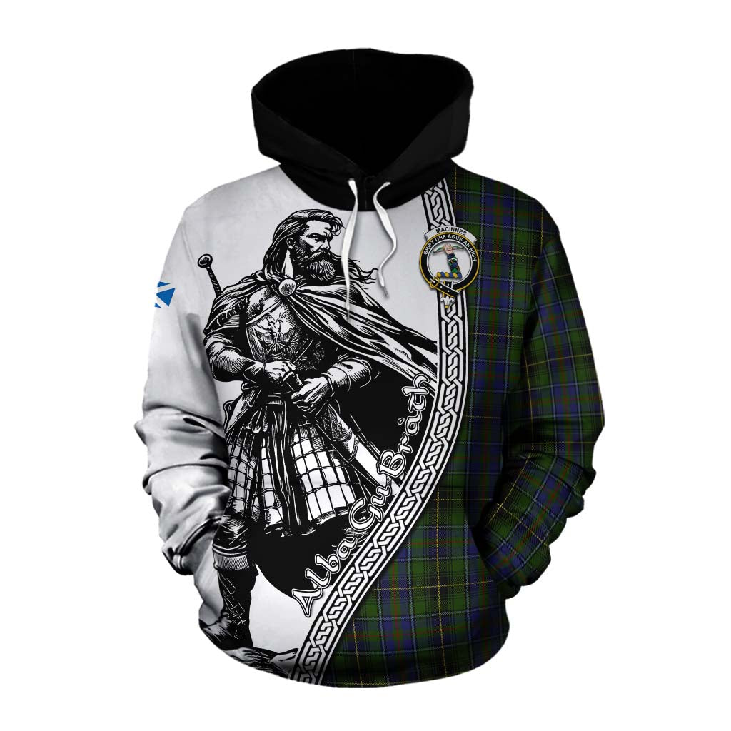 Tartan Vibes Clothing MacInnes (McInnes) Tartan Clan Crest Cotton Hoodie with Highlander Warrior Celtic Style