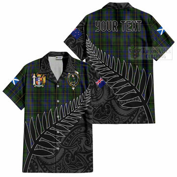 MacInnes (McInnes) Crest Tartan Short Sleeve Button Shirt with New Zealand Silver Fern Half Style