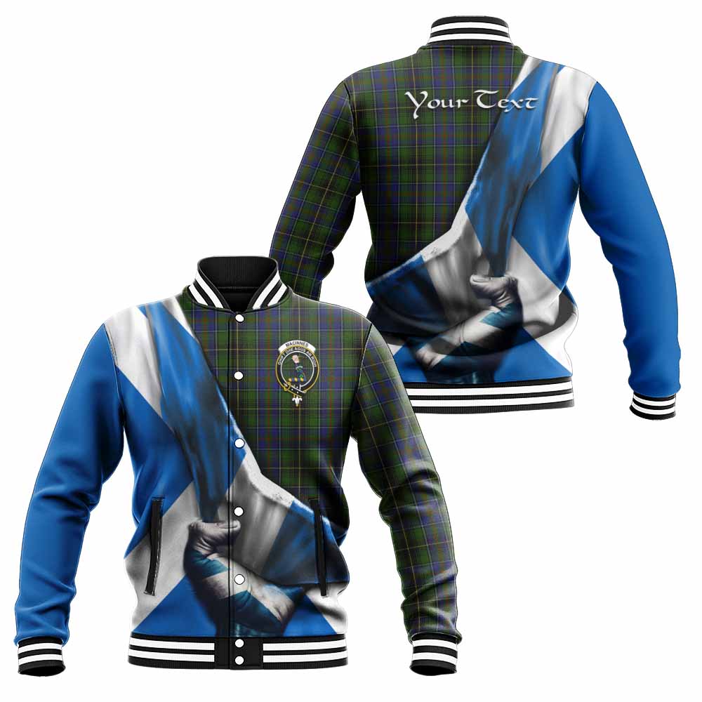 Tartan Vibes Clothing MacInnes (McInnes) Tartan Baseball Jacket with Family Crest Scotland Patriotic Style