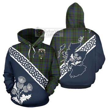 MacInnes (McInnes) Tartan Hoodie Featuring Thistle and Scotland Map