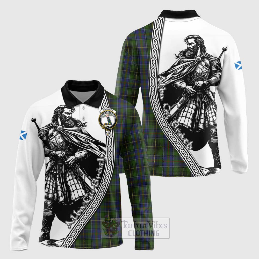 Tartan Vibes Clothing MacInnes (McInnes) Tartan Clan Crest Long Sleeve Polo Shirt with Highlander Warrior Celtic Style