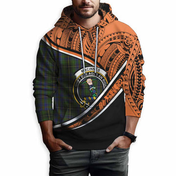 MacInnes (McInnes) Crest Tartan Hoodie with Polynesian Vibes Style - Orange Version