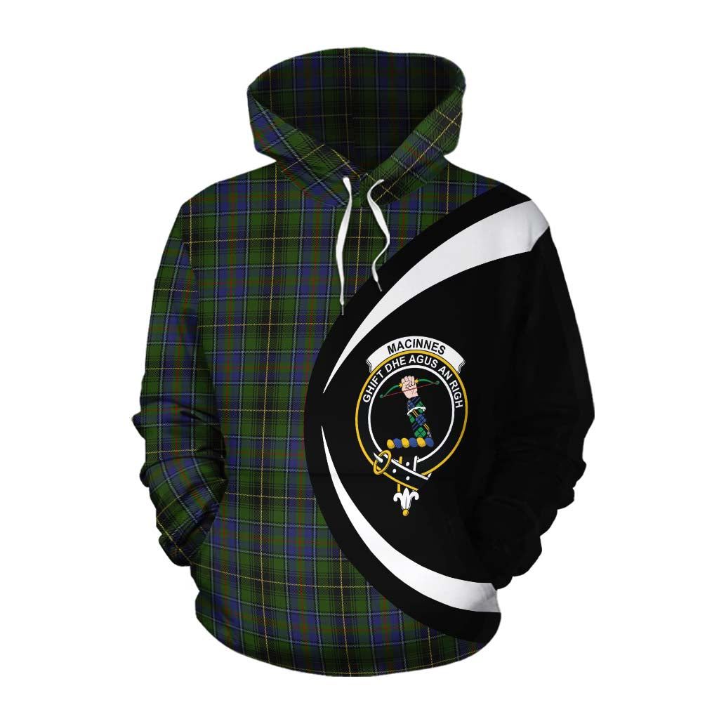 Tartan Vibes Clothing MacInnes (McInnes) Tartan Cotton Hoodie with Family Crest Circle Style