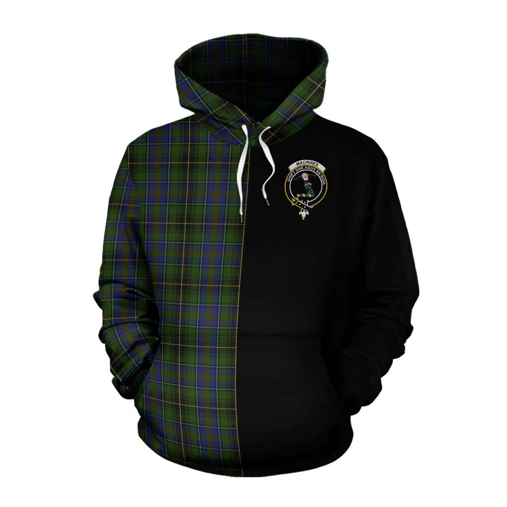 Tartan Vibes Clothing MacInnes (McInnes) Tartan Cotton Hoodie with Family Crest and Half Of Me Style