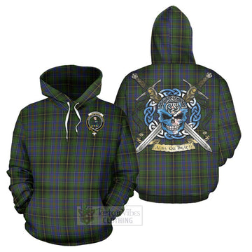 MacInnes (McInnes) Tartan Hoodie with Family Crest Celtic Skull Style