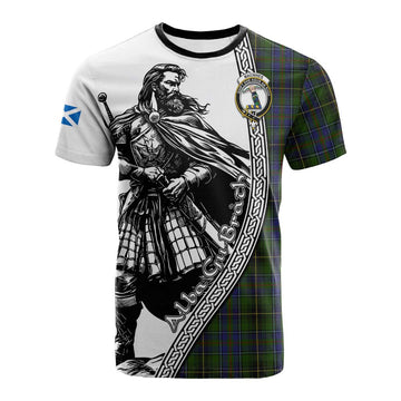 MacInnes (McInnes) Tartan Clan Crest Cotton T-shirt with Highlander Warrior Celtic Style