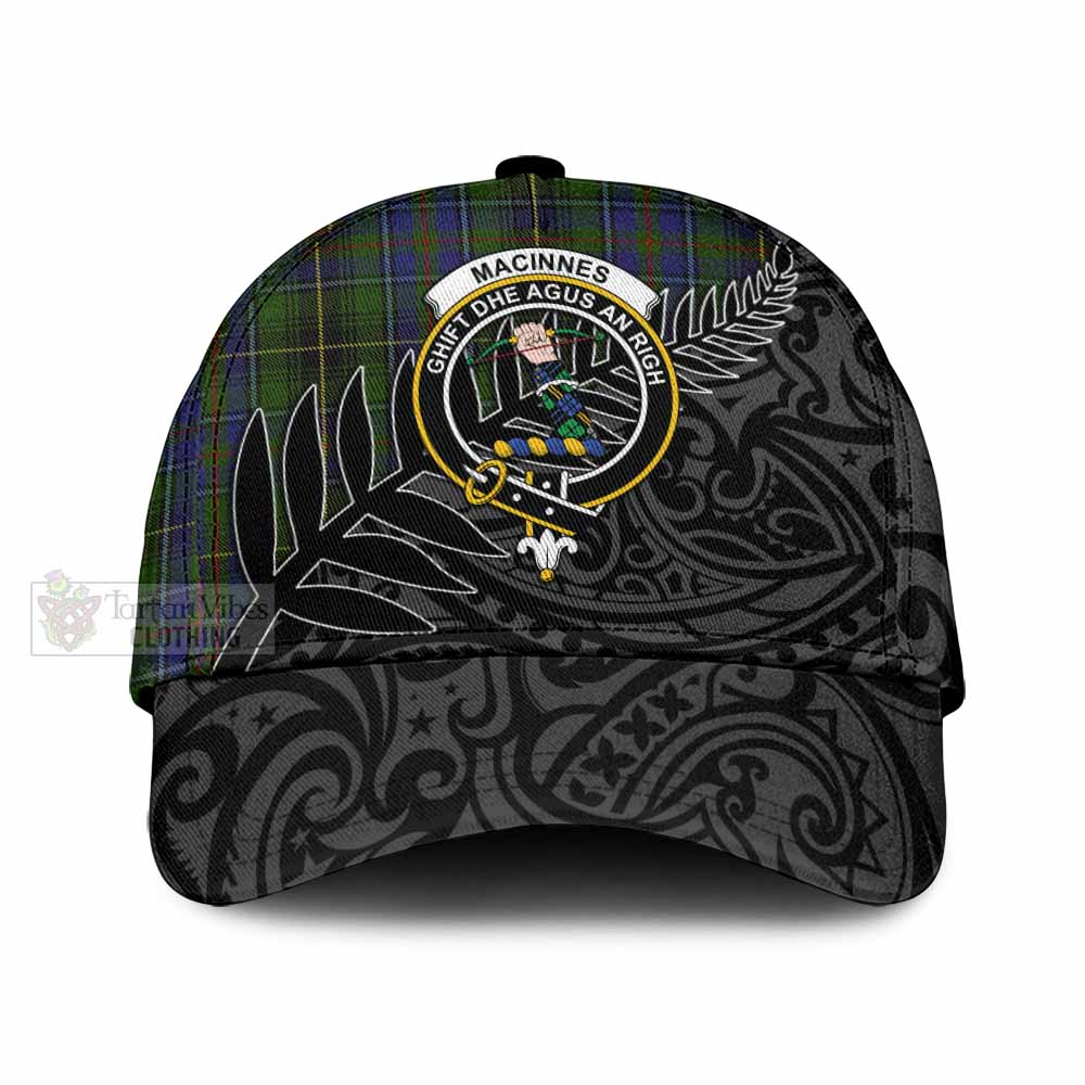 Tartan Vibes Clothing MacInnes (McInnes) Tartan Classic Cap with New Zealand Silver Fern Half Style