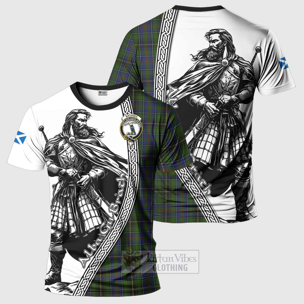 Tartan Vibes Clothing MacInnes (McInnes) Tartan Clan Crest T-Shirt with Highlander Warrior Celtic Style