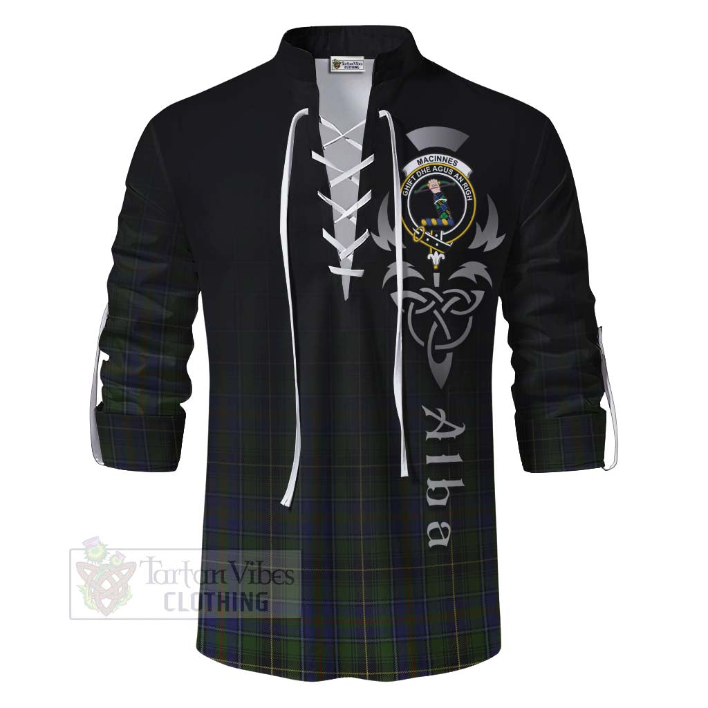 Tartan Vibes Clothing MacInnes (McInnes) Tartan Ghillie Kilt Shirt Featuring Alba Gu Brath Family Crest Celtic Inspired