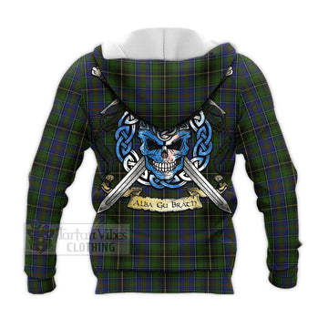 MacInnes (McInnes) Tartan Knitted Hoodie with Family Crest Celtic Skull Style