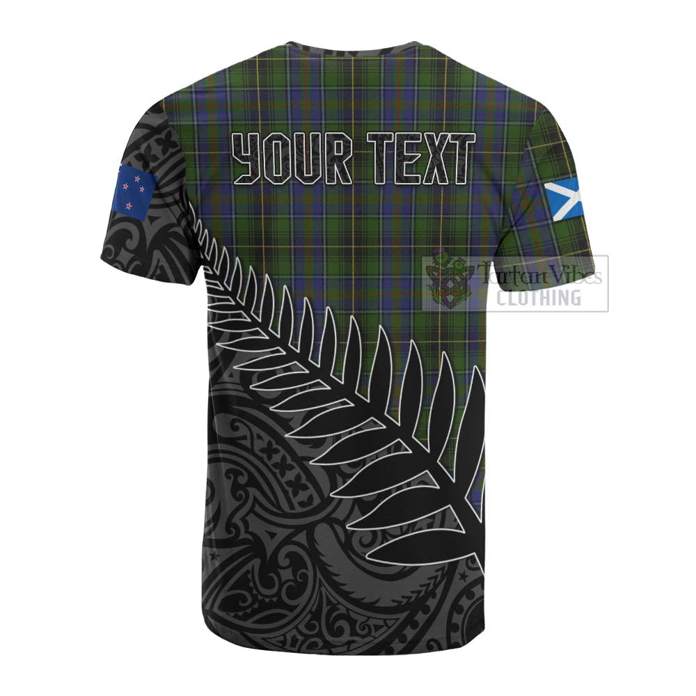 Tartan Vibes Clothing MacInnes (McInnes) Crest Tartan Cotton T-shirt with New Zealand Silver Fern Half Style