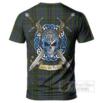 MacInnes (McInnes) Tartan T-Shirt with Family Crest Celtic Skull Style