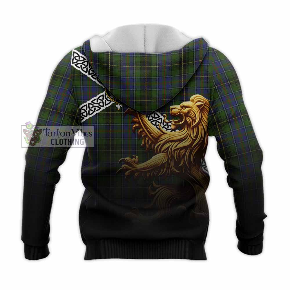 MacInnes (McInnes) Crest Tartan Knitted Hoodie with Golden Lion Emblem Celtic Style - Tartan Vibes Clothing