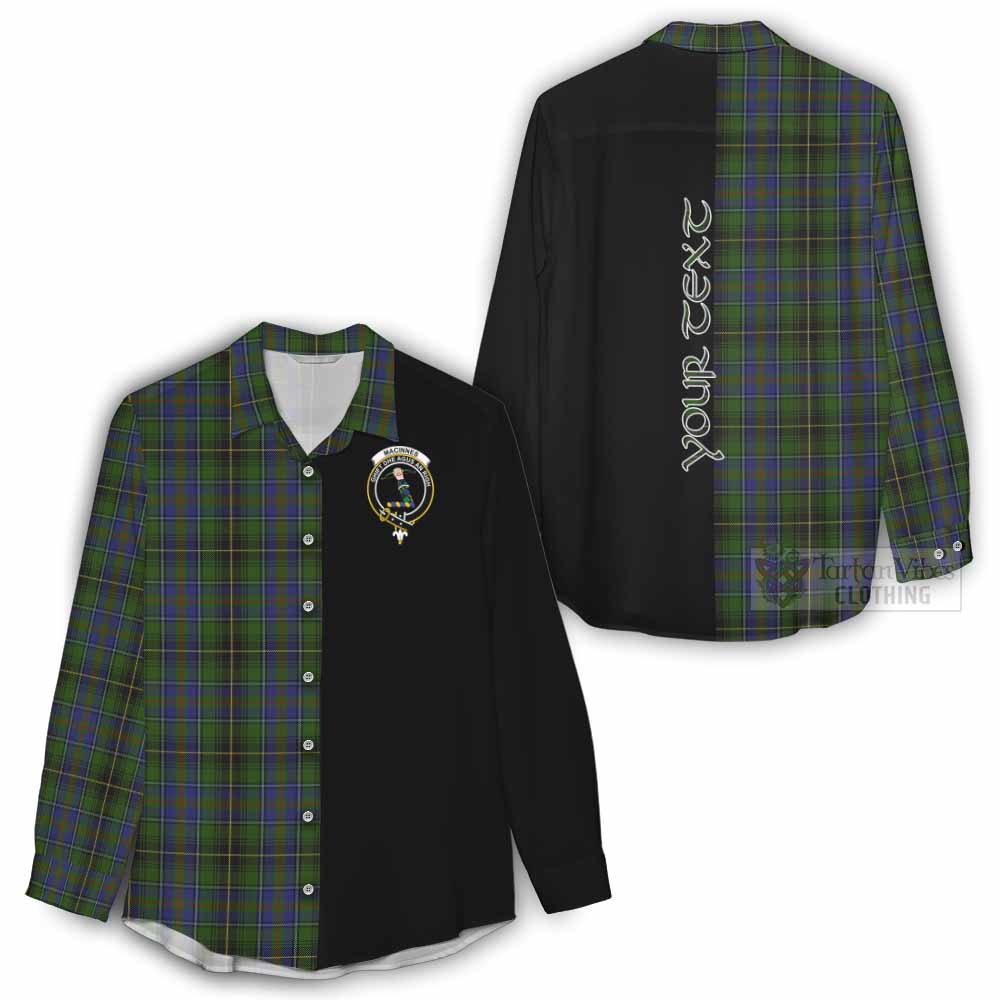 Tartan Vibes Clothing MacInnes (McInnes) Tartan Women's Casual Shirt with Family Crest and Half Of Me Style