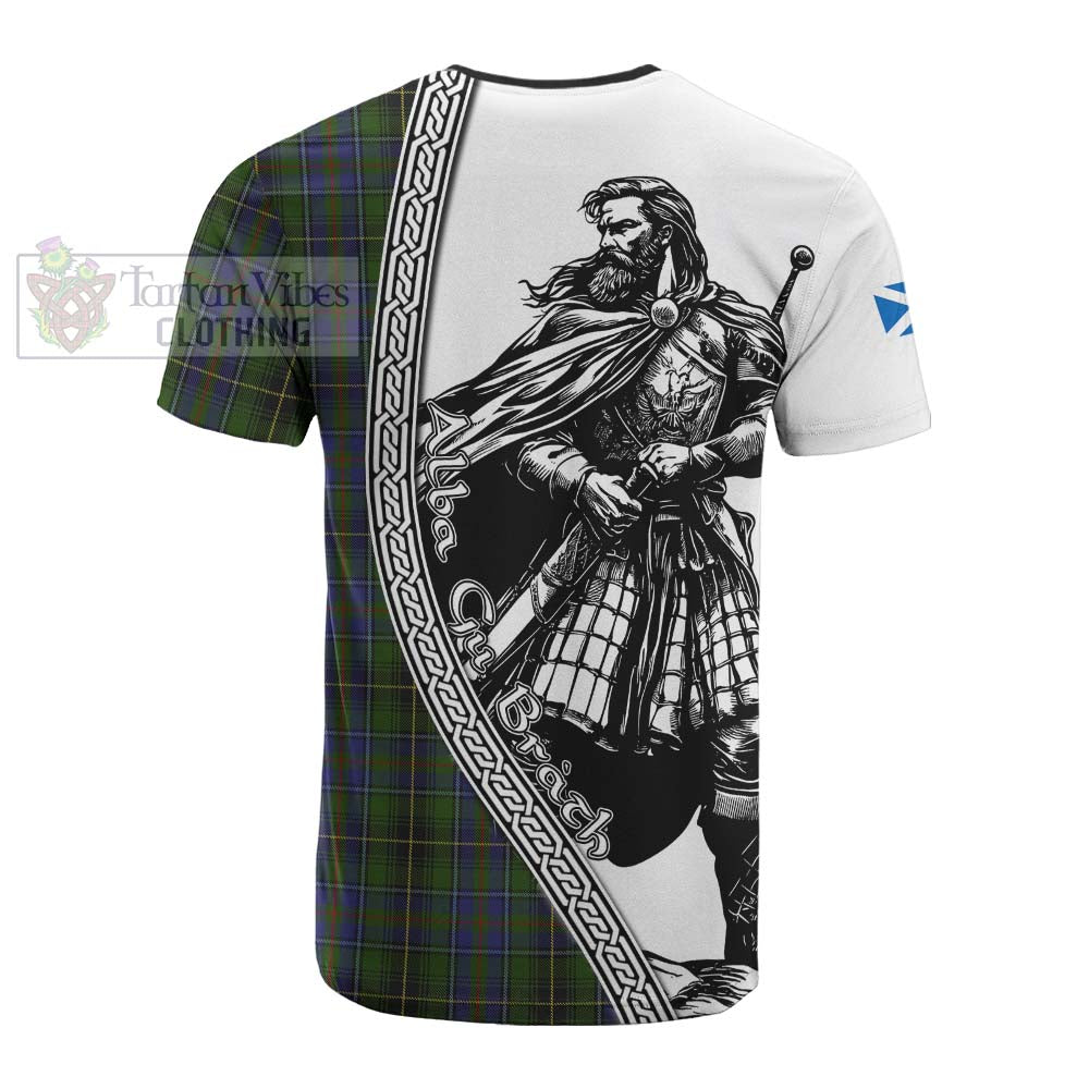 MacInnes (McInnes) Tartan Clan Crest Cotton T-shirt with Highlander Warrior Celtic Style