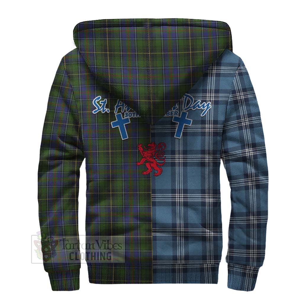 Tartan Vibes Clothing MacInnes (McInnes) Tartan Sherpa Hoodie Happy St. Andrew's Day Half Tartan Style