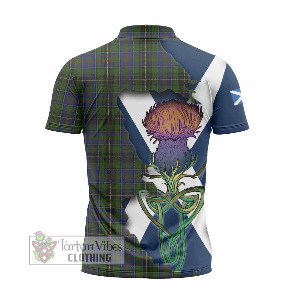 MacInnes (McInnes) Tartan Family Crest Zipper Polo Shirt Scottish Thistle Celtic Inspired - Tartan Vibes Clothing
