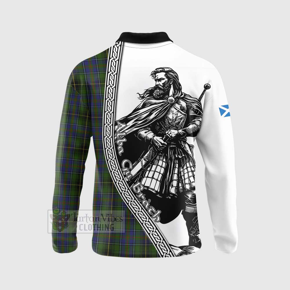 Tartan Vibes Clothing MacInnes (McInnes) Tartan Clan Crest Long Sleeve Polo Shirt with Highlander Warrior Celtic Style