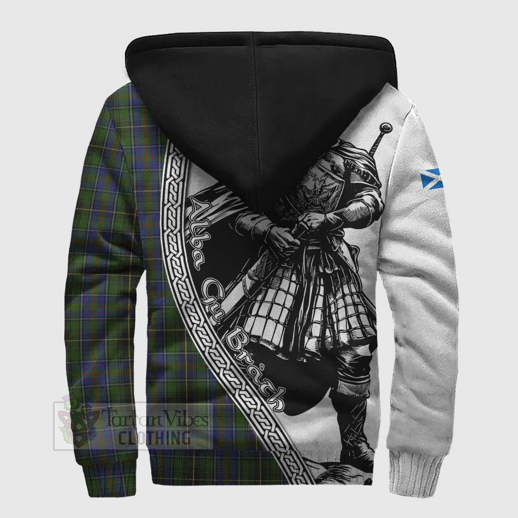 Tartan Vibes Clothing MacInnes (McInnes) Tartan Clan Crest Sherpa Hoodie with Highlander Warrior Celtic Style