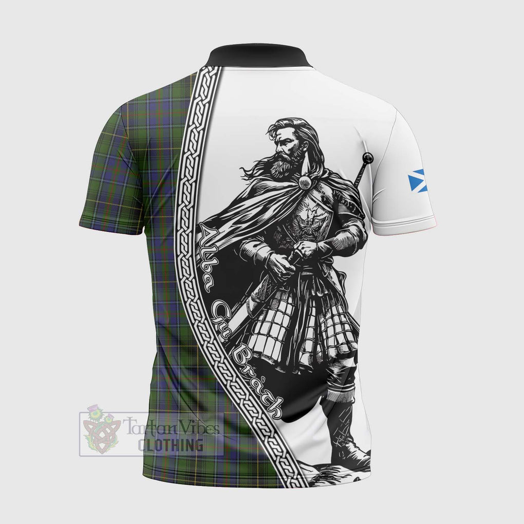 Tartan Vibes Clothing MacInnes (McInnes) Tartan Clan Crest Zipper Polo Shirt with Highlander Warrior Celtic Style