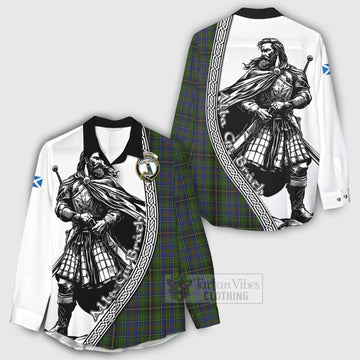 MacInnes (McInnes) Tartan Clan Crest Women's Casual Shirt with Highlander Warrior Celtic Style