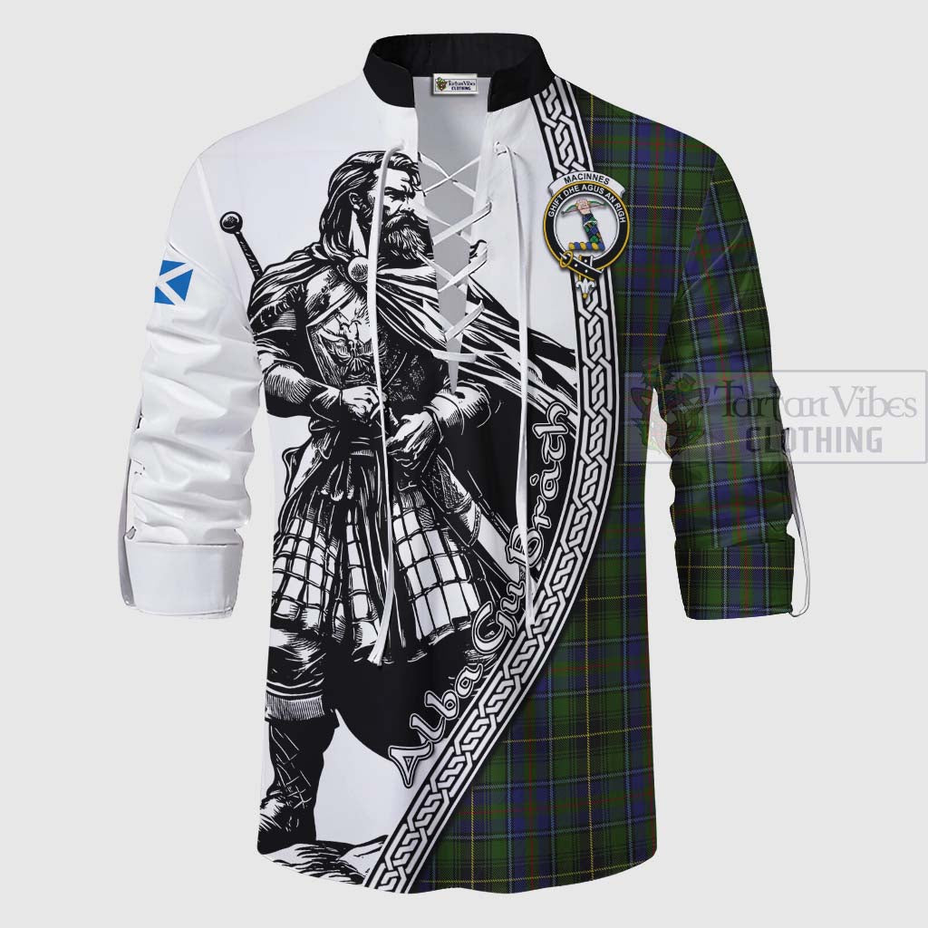 Tartan Vibes Clothing MacInnes (McInnes) Tartan Clan Crest Ghillie Kilt Shirt with Highlander Warrior Celtic Style