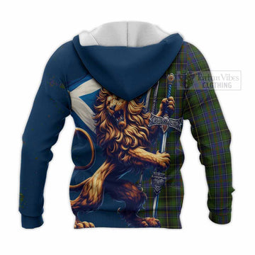 MacInnes (McInnes) Tartan Family Crest Knitted Hoodie with Scottish Majestic Lion