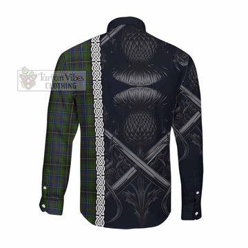 MacInnes (McInnes) Tartan Long Sleeve Button Shirt with Family Crest Cross Sword Thistle Celtic Vibes