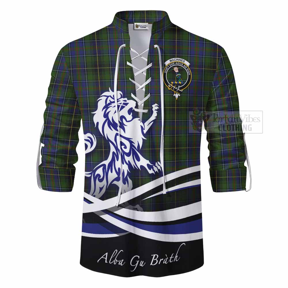 Tartan Vibes Clothing MacInnes (McInnes) Tartan Ghillie Kilt Shirt with Alba Gu Brath Regal Lion Emblem