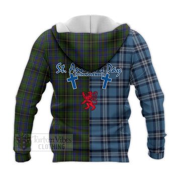 MacInnes (McInnes) Tartan Knitted Hoodie Happy St. Andrew's Day Half Tartan Style