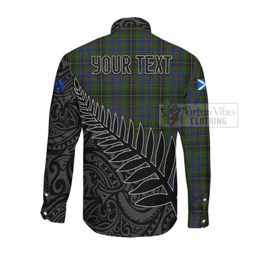 MacInnes (McInnes) Crest Tartan Long Sleeve Button Shirt with New Zealand Silver Fern Half Style