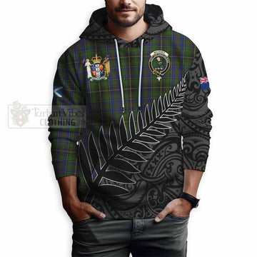 MacInnes (McInnes) Crest Tartan Hoodie with New Zealand Silver Fern Half Style