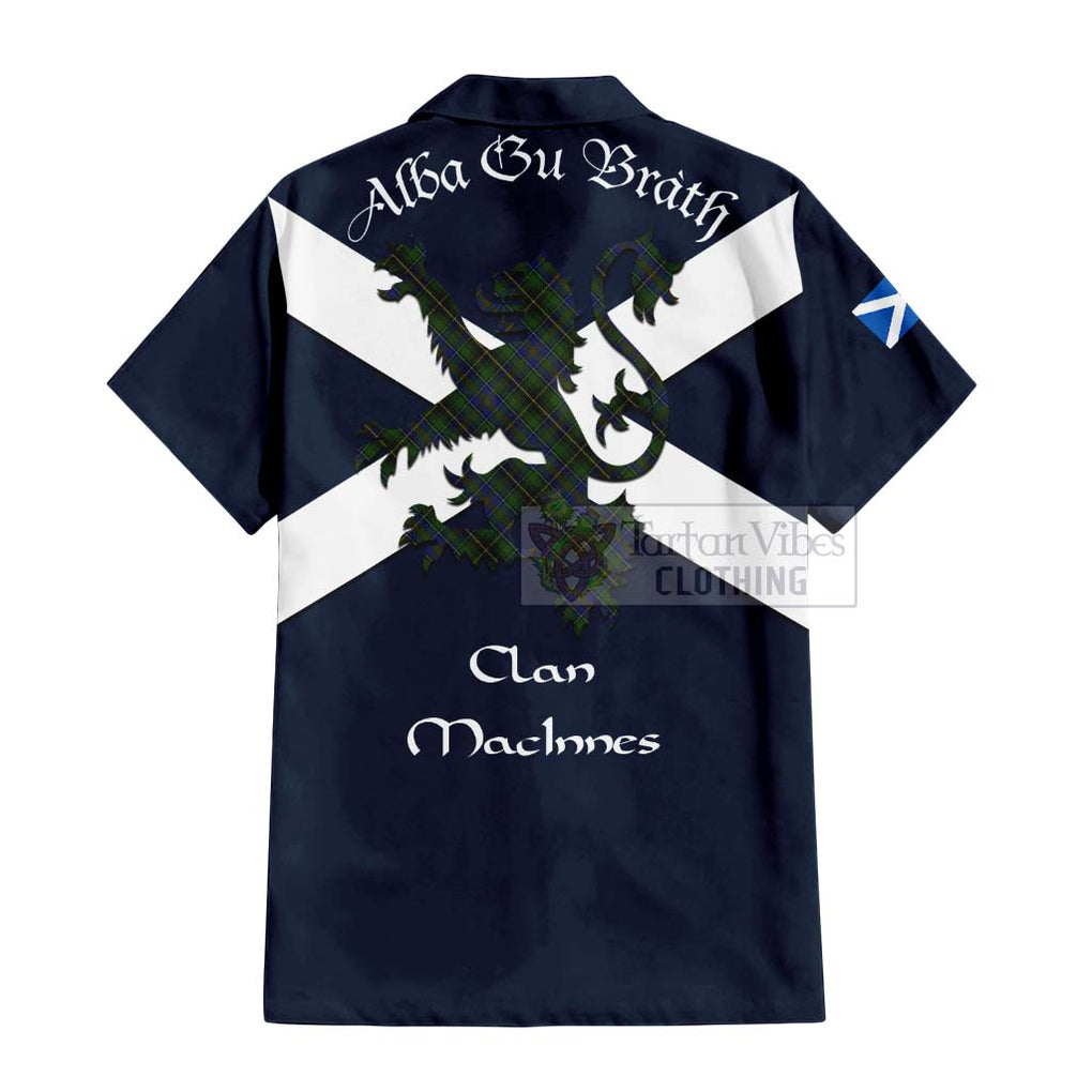 Tartan Vibes Clothing MacInnes (McInnes) Tartan Lion Rampant Short Sleeve Button Shirt – Proudly Display Your Heritage with Alba Gu Brath and Clan Name