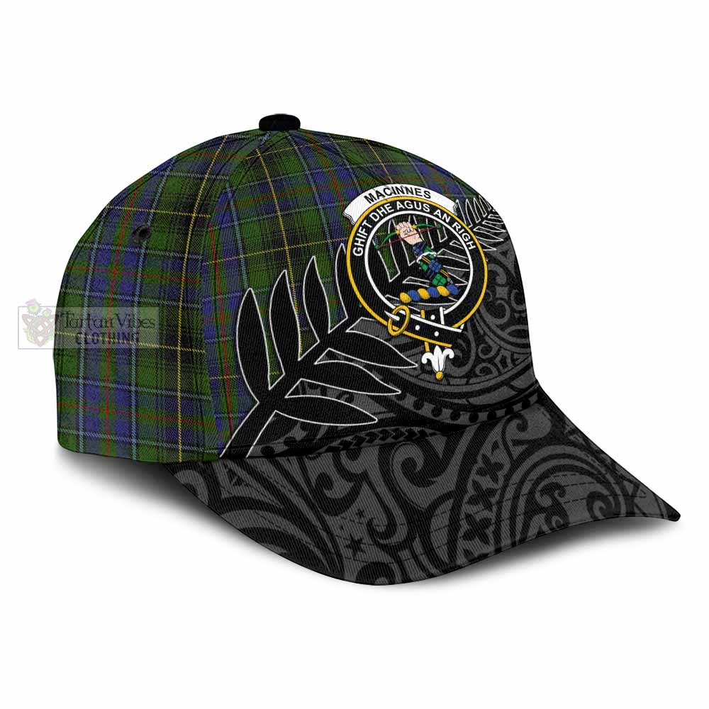 Tartan Vibes Clothing MacInnes (McInnes) Tartan Classic Cap with New Zealand Silver Fern Half Style