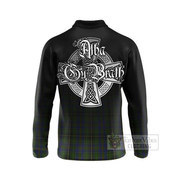 MacInnes (McInnes) Tartan Long Sleeve Polo Shirt Featuring Alba Gu Brath Family Crest Celtic Inspired