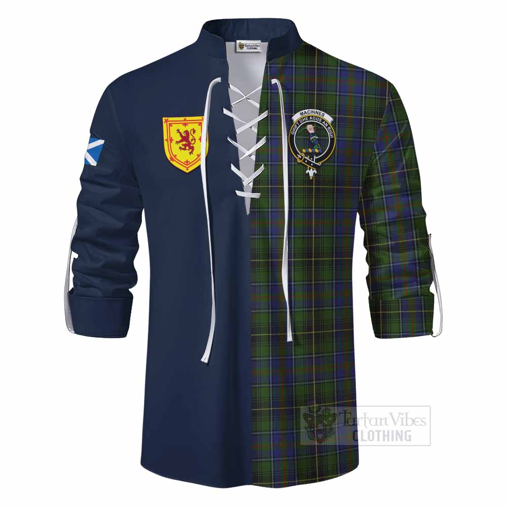 MacInnes (McInnes) Tartan Ghillie Kilt Shirt Alba with Scottish Lion Royal Arm Half Style