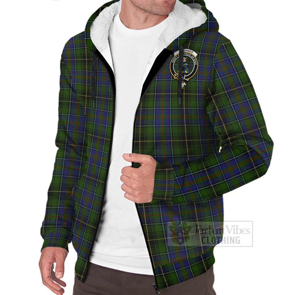 Tartan Vibes Clothing MacInnes (McInnes) Tartan Sherpa Hoodie with Family Crest Celtic Skull Style