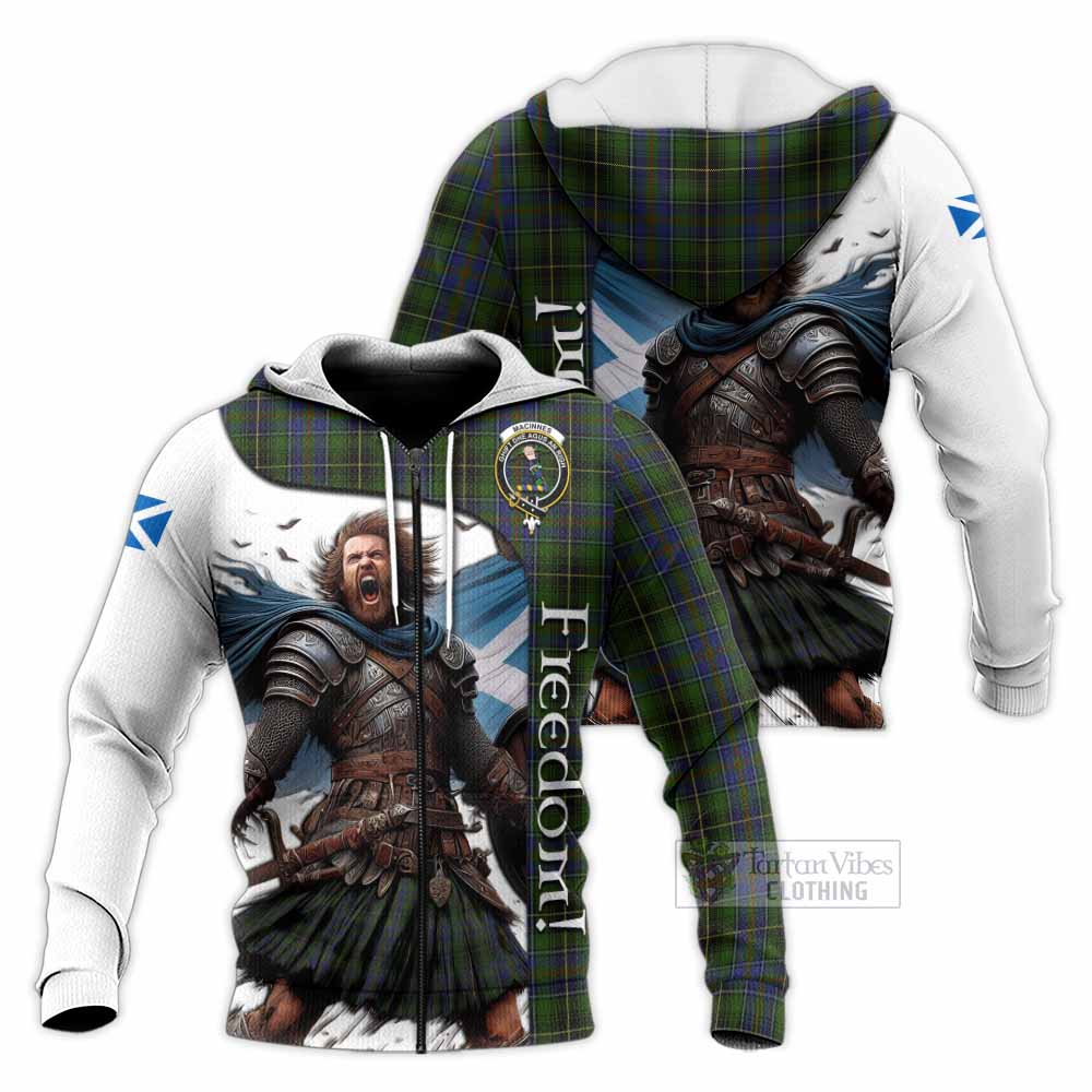 Tartan Vibes Clothing MacInnes (McInnes) Crest Tartan Knitted Hoodie Inspired by the Freedom of Scottish Warrior