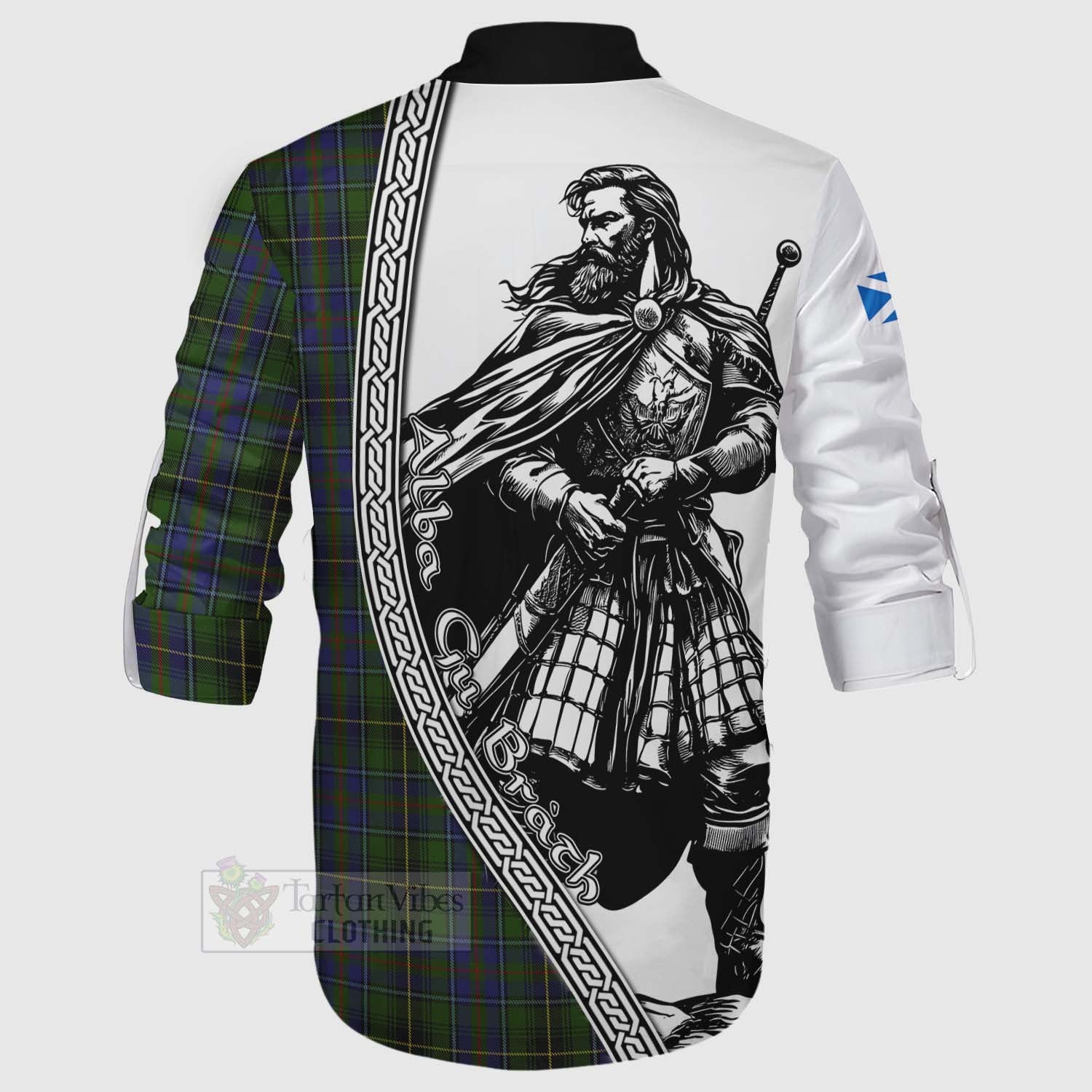 Tartan Vibes Clothing MacInnes (McInnes) Tartan Clan Crest Ghillie Kilt Shirt with Highlander Warrior Celtic Style