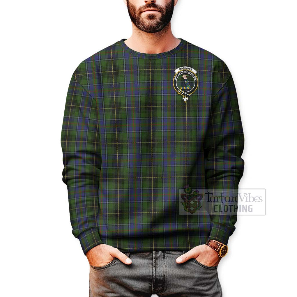 Tartan Vibes Clothing MacInnes (McInnes) Tartan Sweatshirt with Family Crest and Bearded Skull Holding Bottles of Whiskey