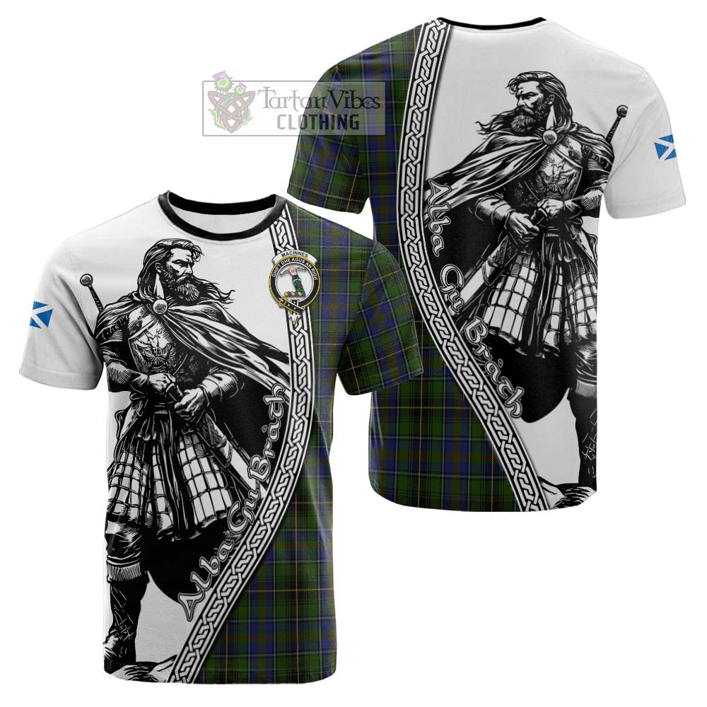 MacInnes (McInnes) Tartan Clan Crest Cotton T-shirt with Highlander Warrior Celtic Style