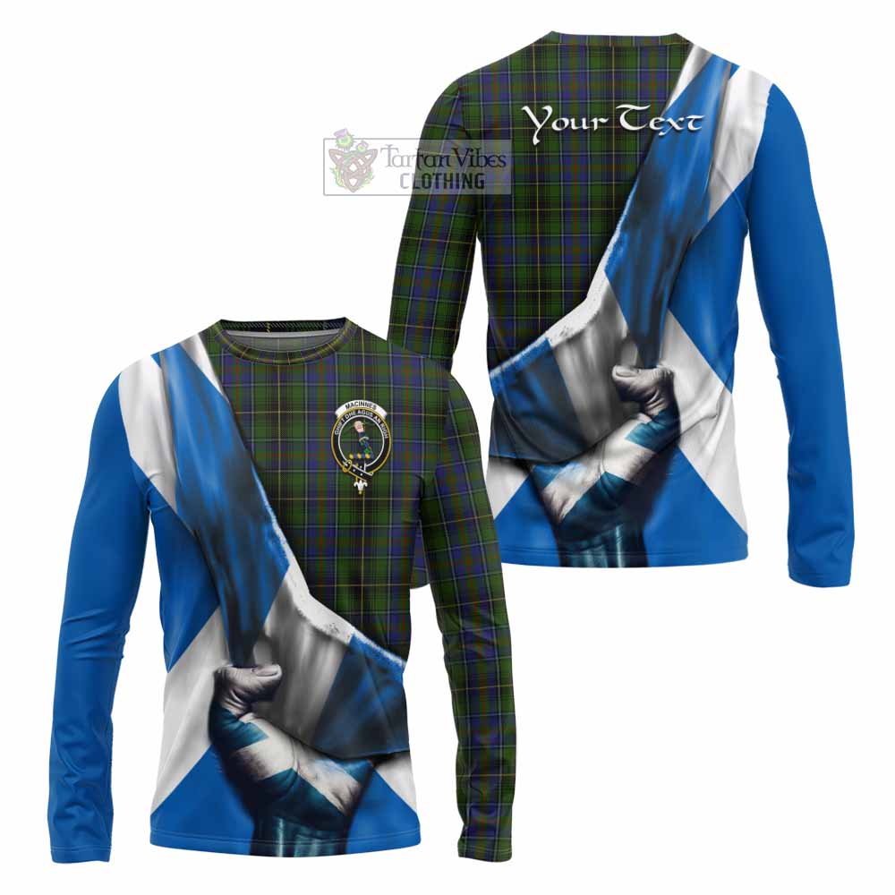 Tartan Vibes Clothing MacInnes (McInnes) Tartan Long Sleeve T-Shirt with Family Crest Scotland Patriotic Style