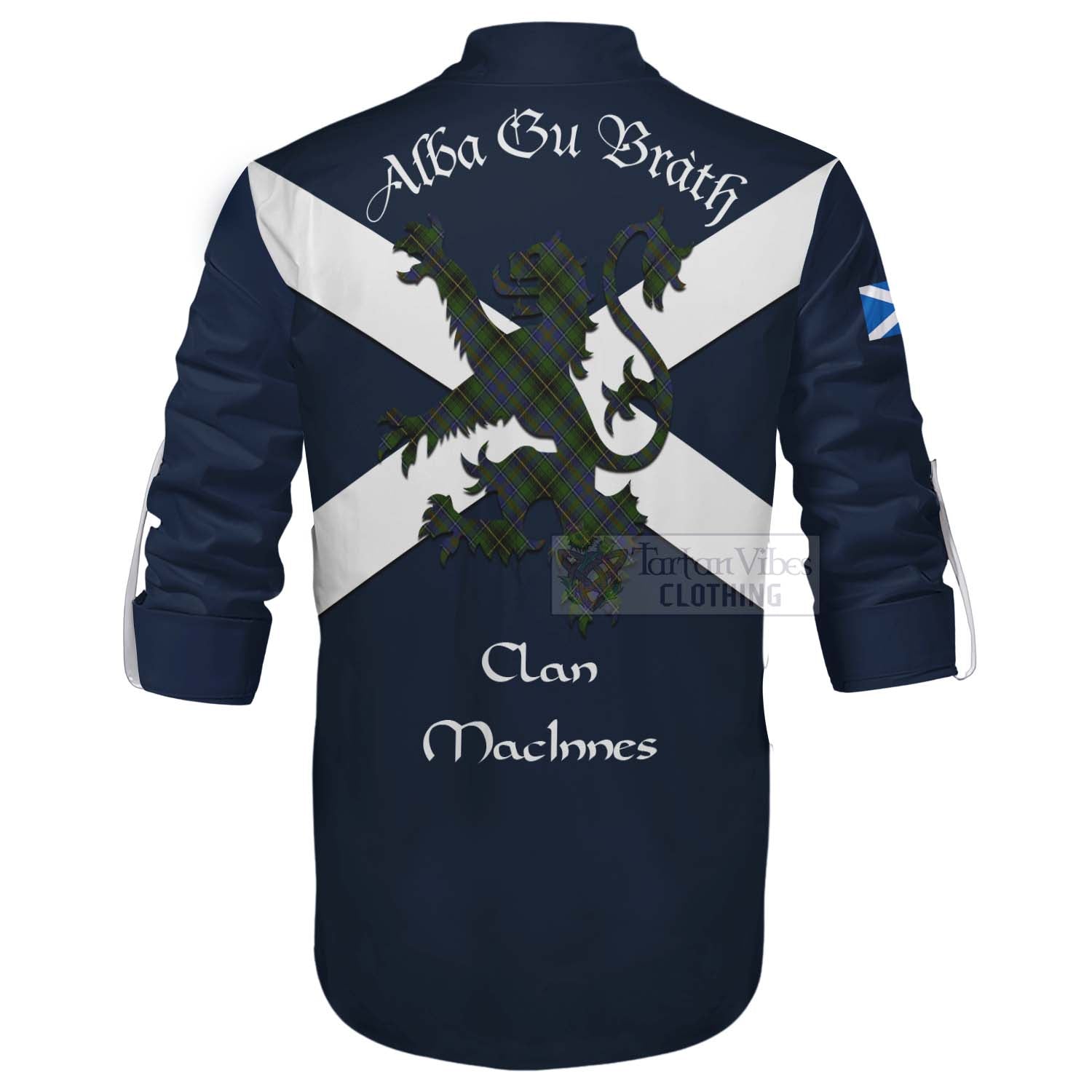 Tartan Vibes Clothing MacInnes (McInnes) Tartan Lion Rampant Ghillie Kilt Shirt Proudly Display Your Heritage with Alba Gu Brath and Clan Name