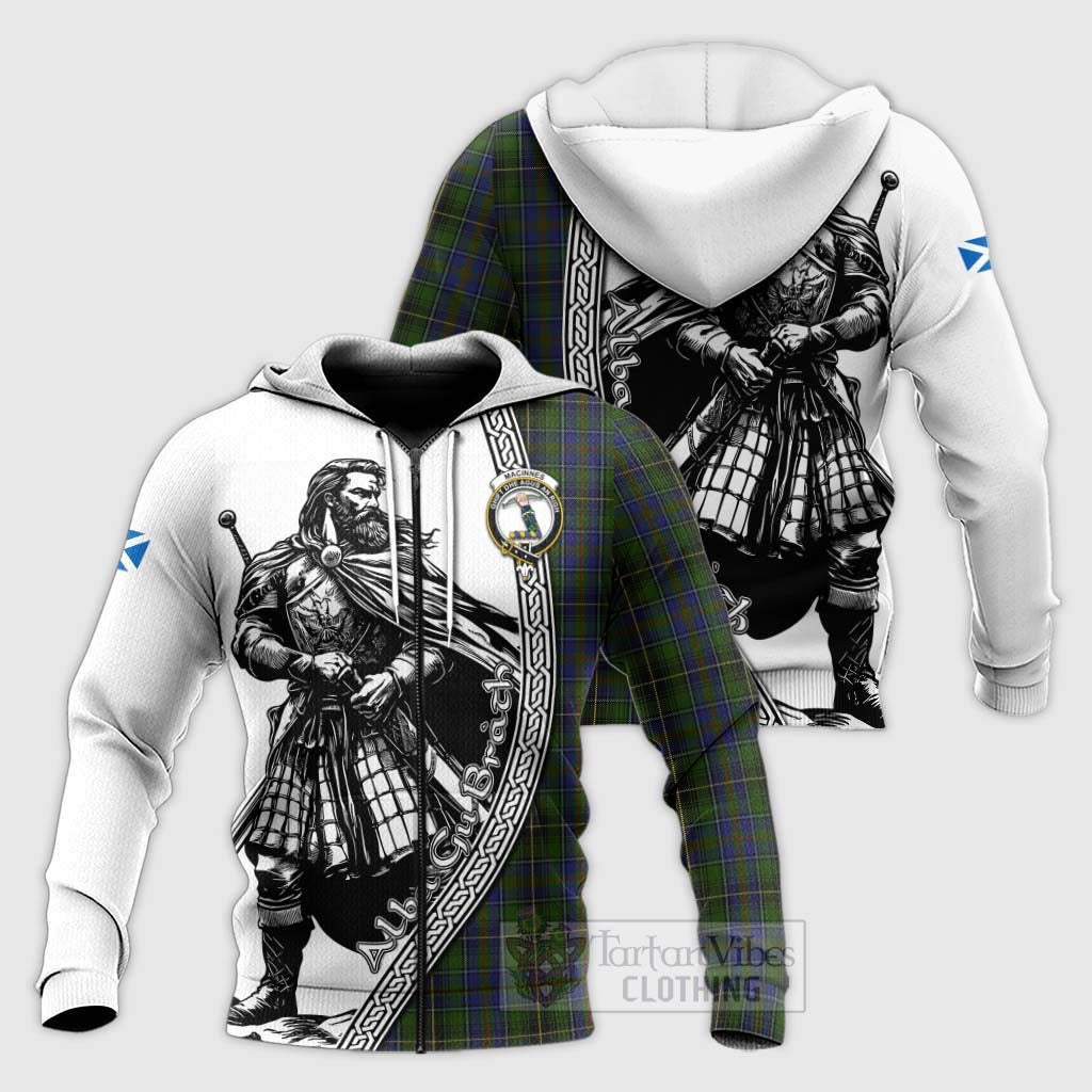 Tartan Vibes Clothing MacInnes (McInnes) Tartan Clan Crest Knitted Hoodie with Highlander Warrior Celtic Style