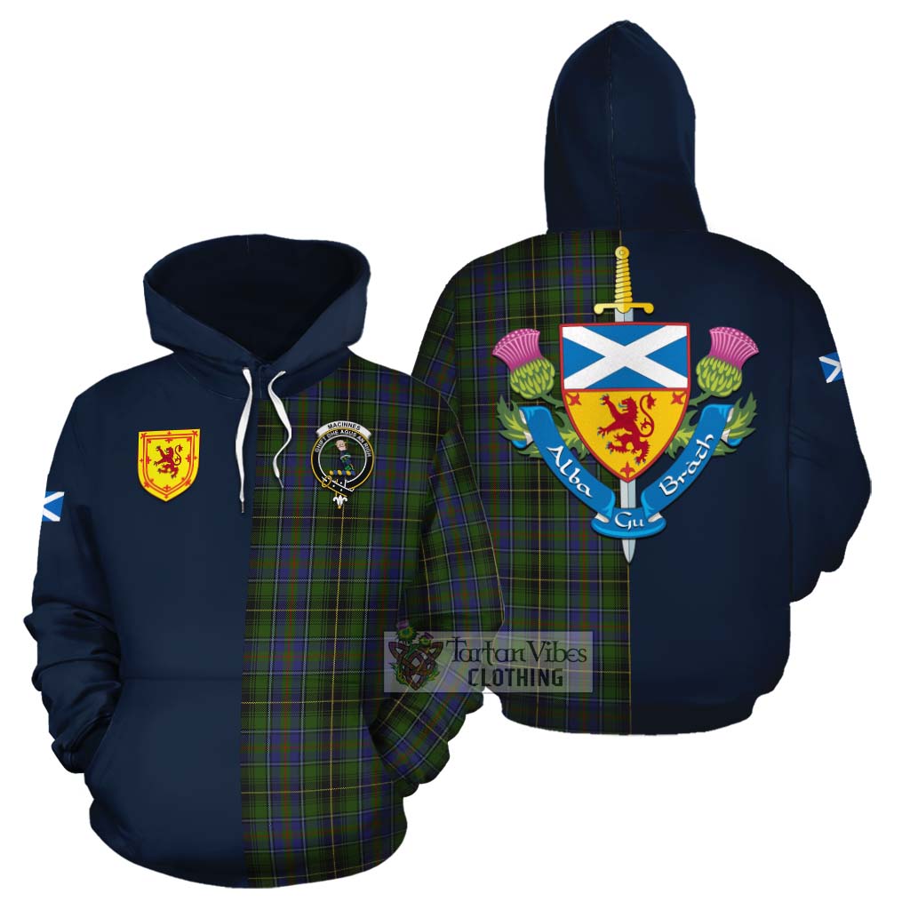 Tartan Vibes Clothing MacInnes (McInnes) Tartan Cotton Hoodie Alba with Scottish Lion Royal Arm Half Style